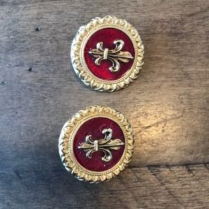 Vintage clip on fleur de lis earrings